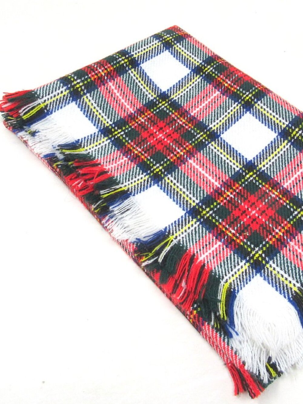 Stewart Dress Tartan Wool Scarf Scottish Design Fringe 31x23 inches